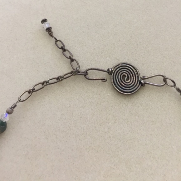 Handmade adjustable turquoise & crystal necklace - Picture 2 of 3